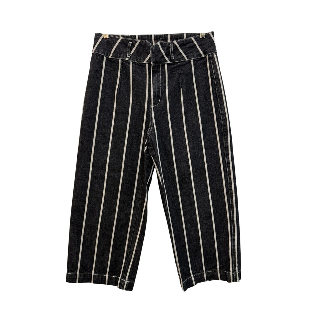 BDG Urban Outfitters Striped High Waist Wide Leg Cropped Jeans Black Grey Sz29